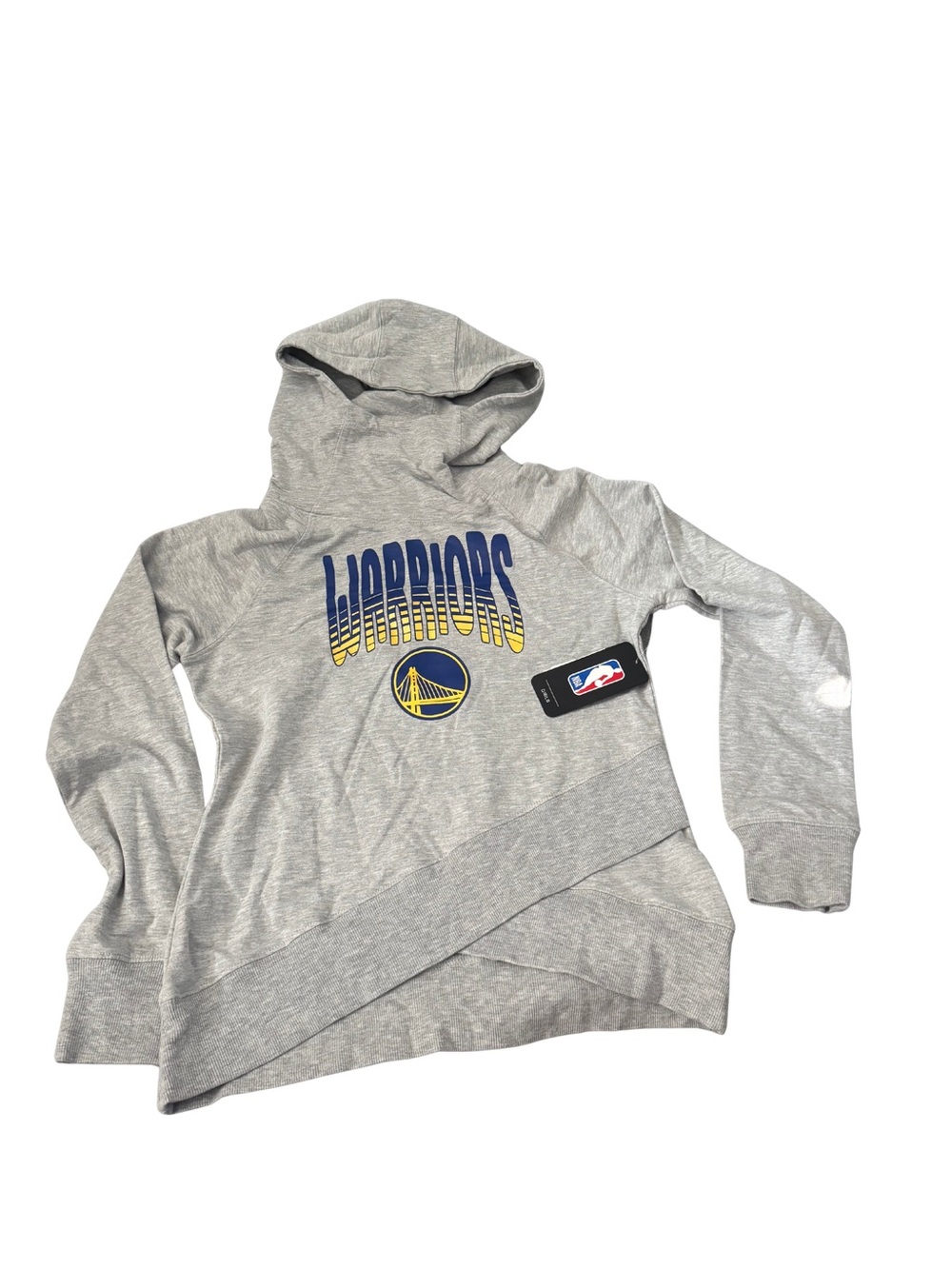 NBA Golden State Warriors Gray Hoodie with Glitter Blue & Yellow Logo